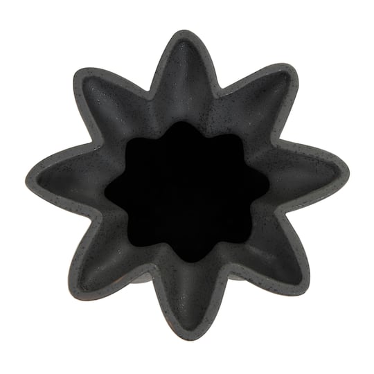 12" Black Ceramic Speckle Textured Vase with Tulip Style Opening